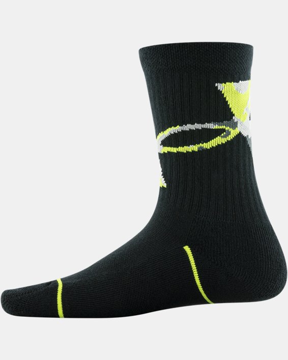 Boys' UA Phenom 3-Pack Crew Socks, Black, pdpMainDesktop image number 1